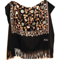 Kasmír sál, stóla extra minőség fekete hímzett