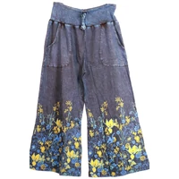 Koptatott pamut virágm. nadrág L/XL k.