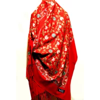 Kasmír sál, stóla extra minőség piros hímzett