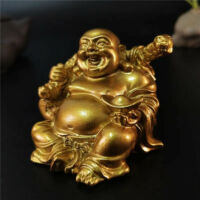 Happy Buddha aranyszínű szobor