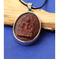 Buddha-Életfa rubin ezüst medál