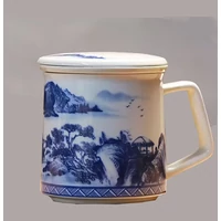 Kerámia szűrŐs bögre kék tájkép