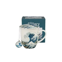 Nagy hullám japán art fémszűrős bögre