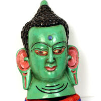 Buddha maszk festett zöld