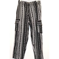 Meleg nadrág szövött fekete/fehér  csíkos L/XL