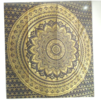 Mandala textil sötétkék-arany