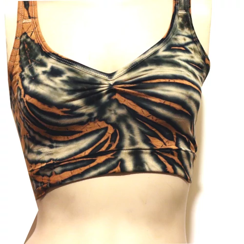 Batik top mustár szürke