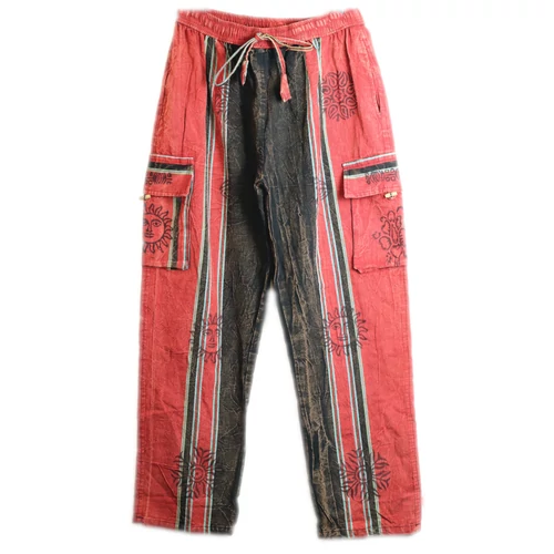 Nepáli mintás bordó - fekete koptatott L